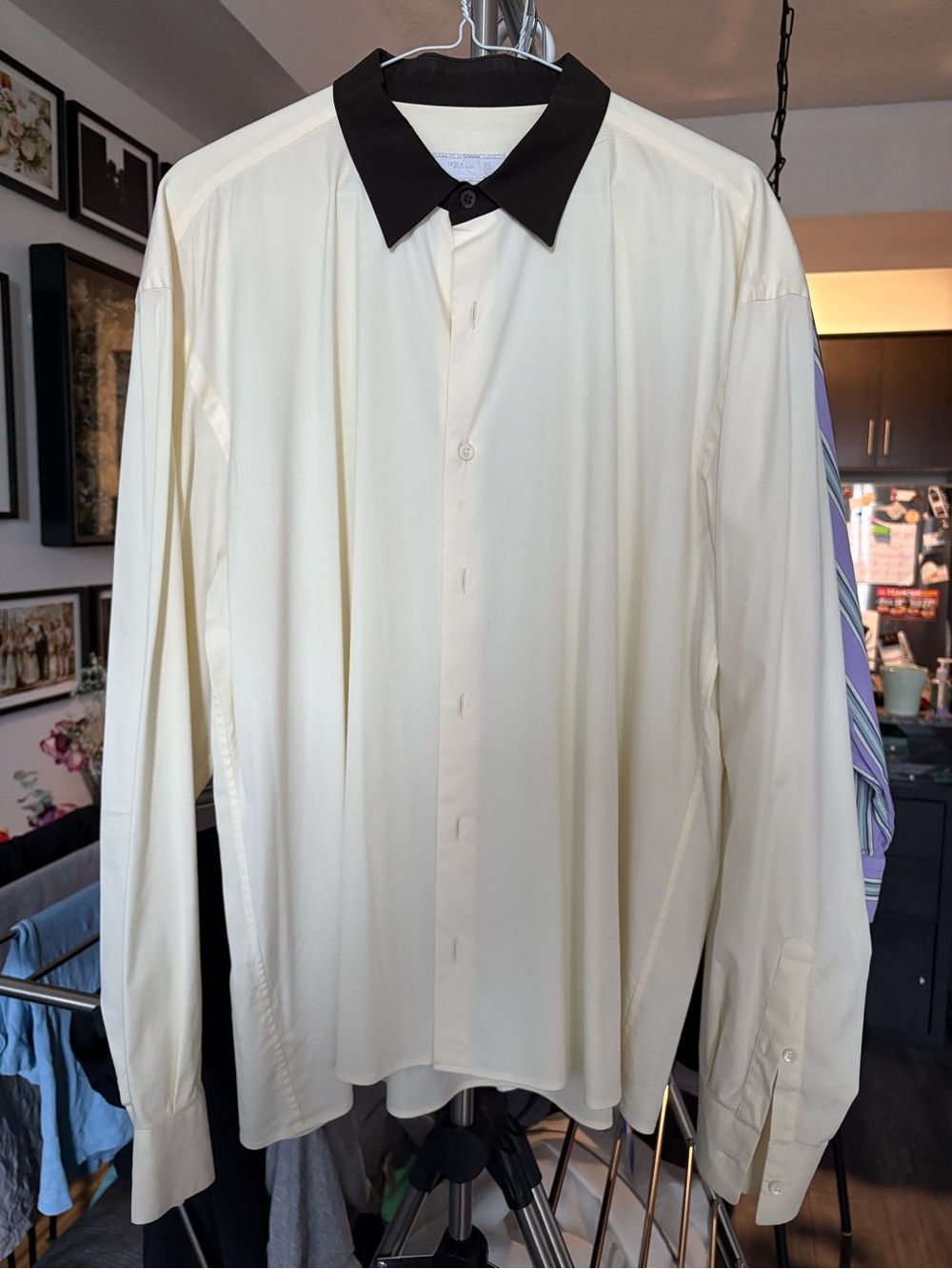 Prada Deconstructed Cotton Poplin Contrast Collar Shirt